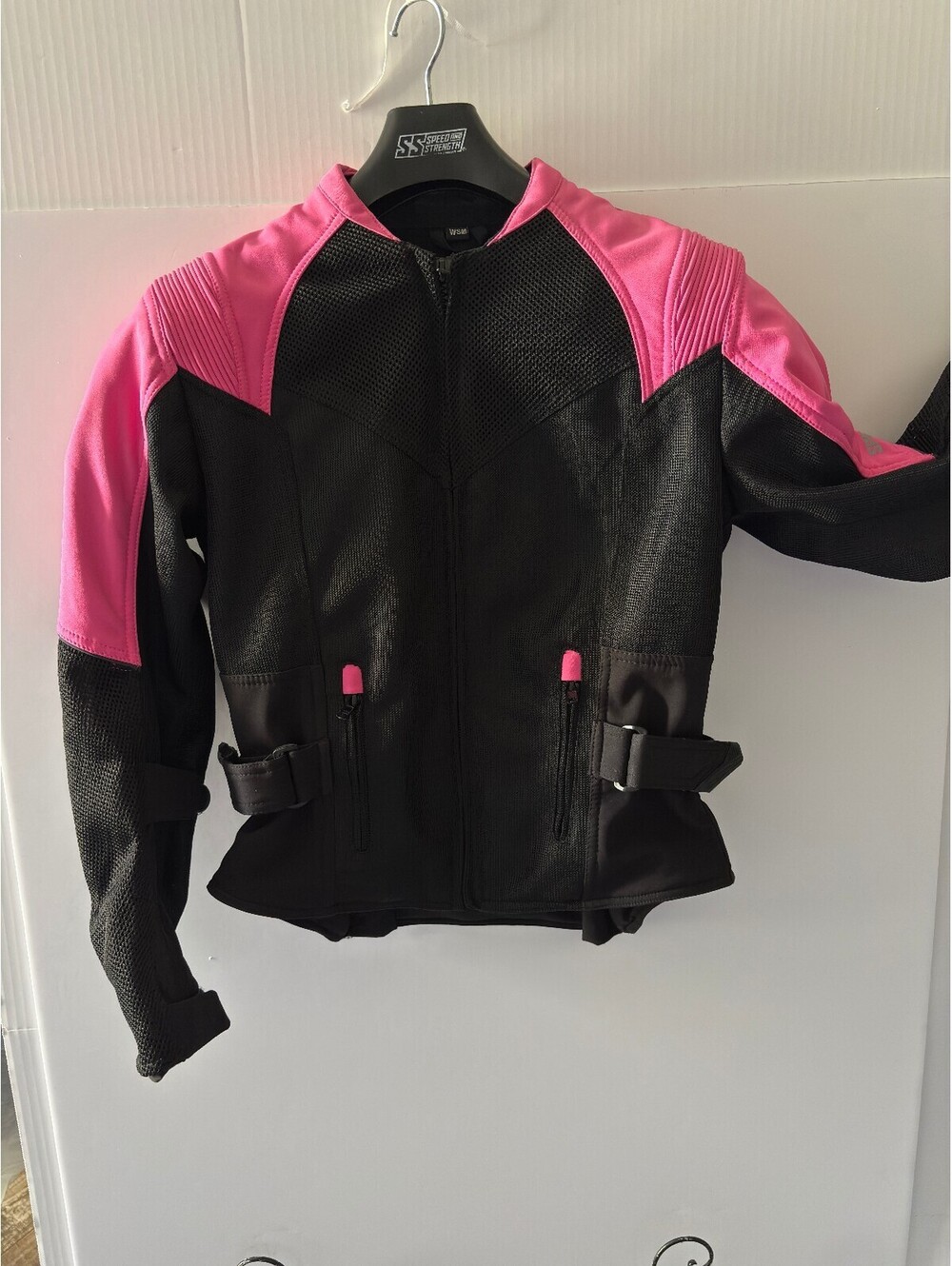 Speed and Strength Women's Motorcycle Jacket Black and Pink WSM Size
